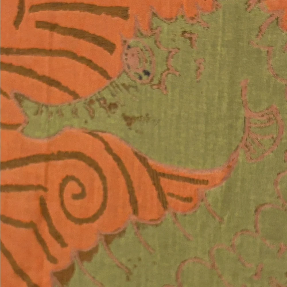 Seahorse Towel + Tapestry in Coral Orange Deep Blue + Lime Green Size 38” x 68”